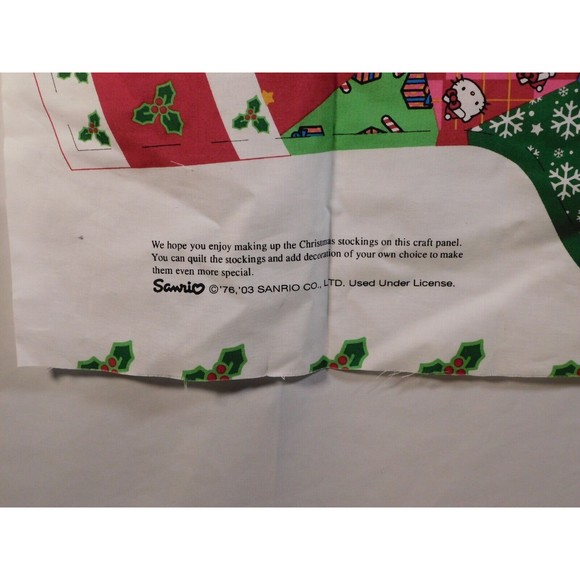 David Textiles Sanrio Hello Kitty Patchwork Holiday Stocking Material Panel - Picture 3 of 6